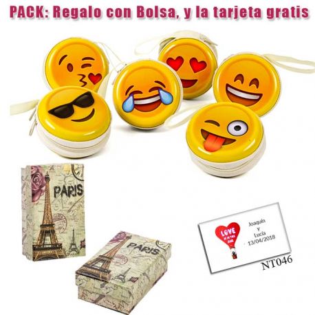 Divertido monedero de emoticono amarillo con cremallera
