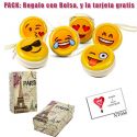 Divertido monedero de emoticono amarillo con cremallera