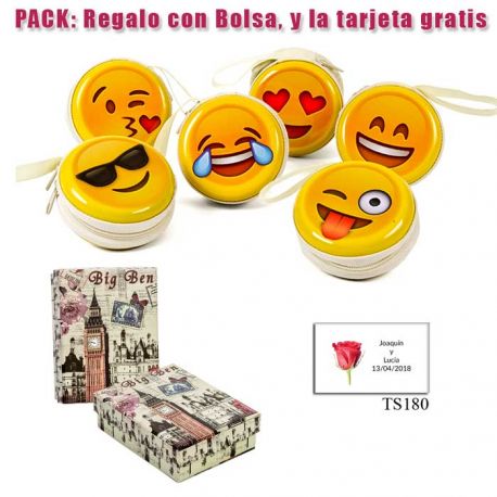 Divertido monedero de emoticono amarillo con cremallera