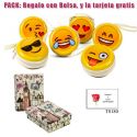 Divertido monedero de emoticono amarillo con cremallera