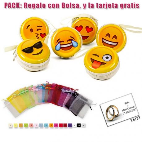 Divertido monedero de emoticono amarillo con cremallera