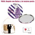 Espejo de chapa barato con dibujo de mujer, con rayas moradas