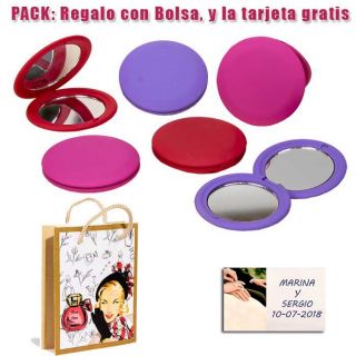 Espejo redondo en colores surtidos; rojo, fucsia y morado