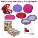 Espejo redondo en colores surtidos; rojo, fucsia y morado