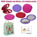 Espejo redondo en colores surtidos; rojo, fucsia y morado