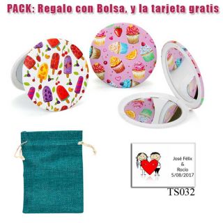 Espejo con bonitos dibujos surtidos de pasteles y helados