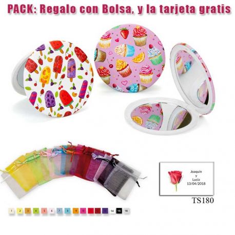 Espejo con bonitos dibujos surtidos de pasteles y helados