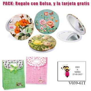 Espejo con bonitos dibujos surtidos de flores de muchos colores