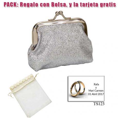 Monedero color plata brillante con hebilla, ideal para tus invitadas de boda