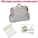 Monedero color plata brillante con hebilla, ideal para tus invitadas de boda