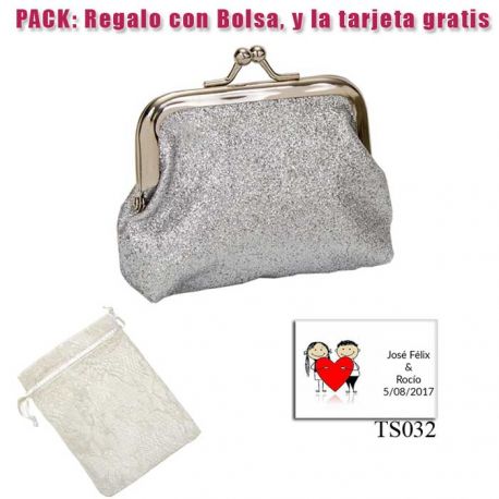 Monedero color plata brillante con hebilla, ideal para tus invitadas de boda