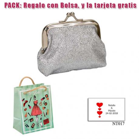 Monedero color plata brillante con hebilla, ideal para tus invitadas de boda