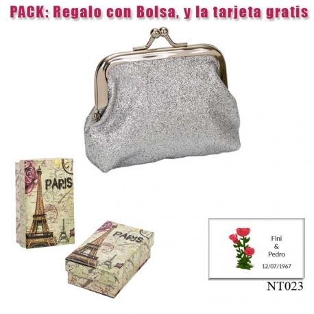 Monedero color plata brillante con hebilla, ideal para tus invitadas de boda