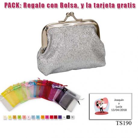 Monedero color plata brillante con hebilla, ideal para tus invitadas de boda