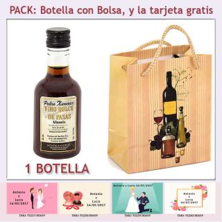 Botellita de Vino Dulce “Pedro Ximénez” con bolsa y tarjeta