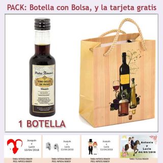Botellita de Vino Dulce “Pedro Ximénez” con bolsa y tarjeta