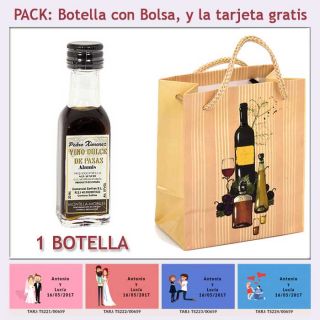 Botellita de Vino Dulce “Pedro Ximénez” con bolsa y tarjeta