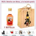 Botellita de Licor de Pacharán con bolsa y tarjeta