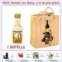Botellita de Licor de Arroz con Leche con bolsa y tarjeta