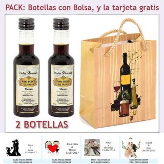 2 Botellitas de Vino Dulce “Pedro Ximénez” con bolsa y tarjeta