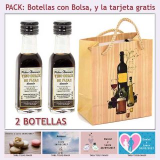 2 Botellitas de Vino Dulce “Pedro Ximénez” con bolsa y tarjeta