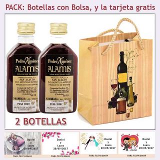 2 Botellitas de Vino Dulce “Pedro Ximénez” con bolsa y tarjeta