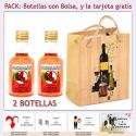 2 Botellitas de Licor de Pacharán con bolsa y tarjeta