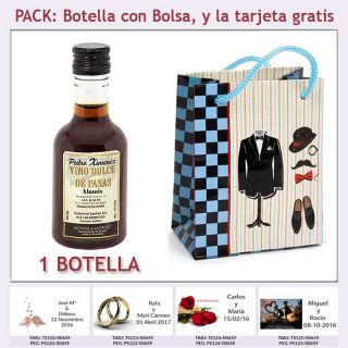 Botellita de Vino Dulce “Pedro Ximénez” con bolsa y tarjeta