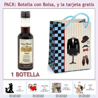 Botellita de Vino Dulce “Pedro Ximénez” con bolsa y tarjeta