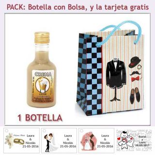 Botellita de Licor de Crema con bolsa y tarjeta