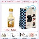 Botellita de Licor de Arroz con Leche con bolsa y tarjeta