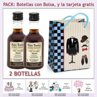 2 Botellitas de Vino Dulce “Pedro Ximénez” con bolsa y tarjeta