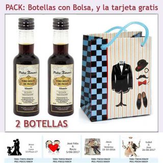 2 Botellitas de Vino Dulce “Pedro Ximénez” con bolsa y tarjeta