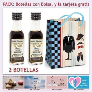 2 Botellitas de Vino Dulce “Pedro Ximénez” con bolsa y tarjeta