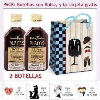 2 Botellitas de Vino Dulce “Pedro Ximénez” con bolsa y tarjeta