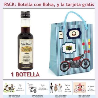 Botellita de Vino Dulce “Pedro Ximénez” con bolsa y tarjeta