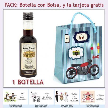 Botellita de Vino Dulce “Pedro Ximénez” con bolsa y tarjeta