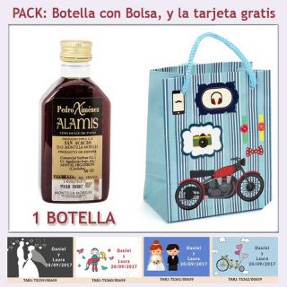 Botellita de Vino Dulce “Pedro Ximénez” con bolsa y tarjeta