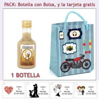 Botellita de Licor de Crema con bolsa y tarjeta