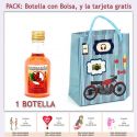 Botellita de Licor de Pacharán con bolsa y tarjeta