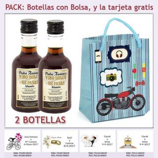 2 Botellitas de Vino Dulce “Pedro Ximénez” con bolsa y tarjeta