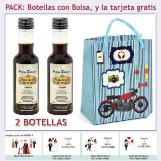 2 Botellitas de Vino Dulce “Pedro Ximénez” con bolsa y tarjeta