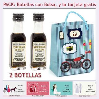 2 Botellitas de Vino Dulce “Pedro Ximénez” con bolsa y tarjeta