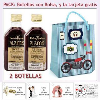 2 Botellitas de Vino Dulce “Pedro Ximénez” con bolsa y tarjeta