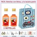 2 Botellitas de Licor de Pacharán con bolsa y tarjeta