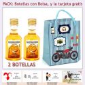 2 Botellitas de Licor de Mandarina con bolsa y tarjeta