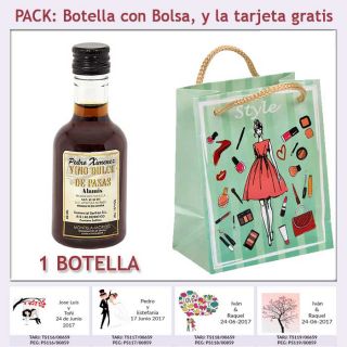 Botellita de Vino Dulce “Pedro Ximénez” con bolsa y tarjeta