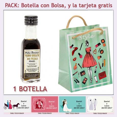 Botellita de Vino Dulce “Pedro Ximénez” con bolsa y tarjeta