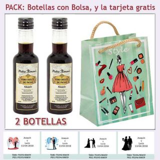 2 Botellitas de Vino Dulce “Pedro Ximénez” con bolsa y tarjeta