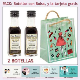 2 Botellitas de Vino Dulce “Pedro Ximénez” con bolsa y tarjeta